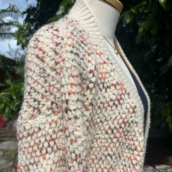 Bohme cream and burnt orange Textured Cardigan small - Picture 5 of 7
